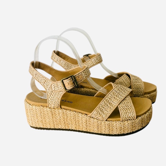 Lucky Brand Wagoo Beige Woven/Raffia Platform Wedges Size 8M - Picture 13 of 14